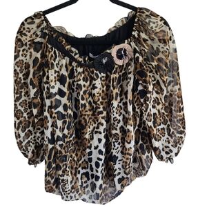 Fervante Glam Party  leopard print with sequined flowers SZ 46